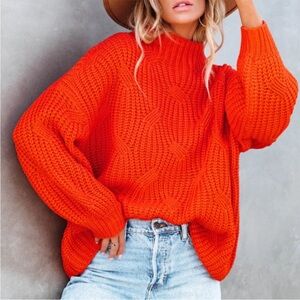 Vici Vibrant Orange Turtleneck Sweater